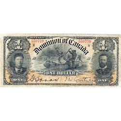 DOMINION OF CANADA.  $1.00.  March 31, 1898.  DC-13b.  No. 550779/B.  PMG graded Choice Fine-15.