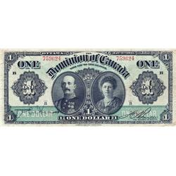 DOMINION OF CANADA.  $1.00.  Jan. 3, 1911.  DC-18a.  No. 759624.  Green Line.  PMG graded Very Fine-