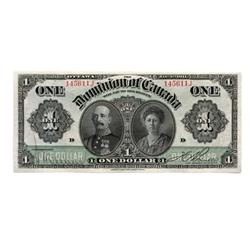 DOMINION OF CANADA.  $1.00.  Jan. 3, 1911.  DC-18c.  No. 145611J/D.  Green Line.  Extra Fine.