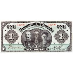 DOMINION OF CANADA.  $1.00.  Jan. 3, 1911.  DC-18a.  No. 522890/A.  Green Line.  A bright Fine.