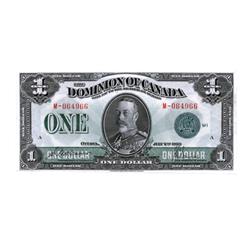 DOMINION OF CANADA.  $1.00.  July 2, 1923.  DC-25d.  McCavour-Saunders.  Green Seal.  No. M-064966/A