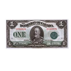 DOMINION OF CANADA.  $1.00.  July 2, 1923.  DC-25j.  Green Seal.  No. C3363070.  PMG graded Choice U