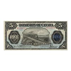 DOMINION OF CANADA.  $5.00.  May 1, 1912.  DC-21e.  Seal over FIVE.  No. B735078/D.  PMG graded Very