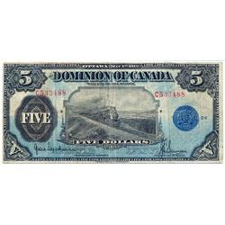 DOMINION OF CANADA.  $5.00.  May 1, 1912.  DC-21g.  Hyndman-Saunders.  Seal Only.  No. C321332.  CCC