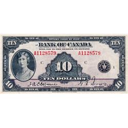BANK OF CANADA.  $10.00.  1935 Issue.  BC-7.  French Text.  No. A1128579/C.  PMG graded Very Fine-25