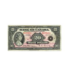 BANK OF CANADA.  $20.00.  1935 Issue.  BC9a.  English Text. Large Seal.  No. A029454/D.  PMG graded 