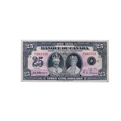 BANK OF CANADA.  $25.00.  1935 Issue.  BC-12.  French Text.  No. F002331/D.  PMG graded Very Fine-30