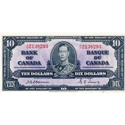 BANK OF CANADA.  $10.00.  1937 Issue.  BC-24a.  Osborne-Towers.  No. A/D2138293.  PCGS graded AU-50.