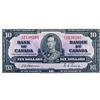 Image 1 : BANK OF CANADA.  $10.00.  1937 Issue.  BC-24a.  Osborne-Towers.  No. A/D2138293.  PCGS graded AU-50.