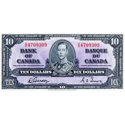 BANK OF CANADA.  $10.00.  1937 Issue.  BC-24c.  No. D/D4709309.  Choice Crisp Unc.