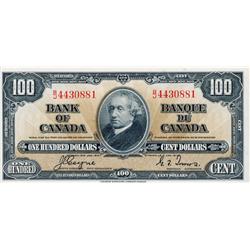 BANK OF CANADA.  $100.00.  1937 Issue.  BC-27c. Coyne-Towers.  No. B/J4430881.  PMG graded Unc-64. E