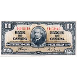 BANK OF CANADA.  $100.00.  1937 Issue.  BC-27c. Coyne-Towers.  No. B/J 4408419.  PCGS graded AU-58.