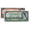 Image 1 : BANK OF CANADA.  $1.00.  1954 Issue.  'Devil's Face'. BC-29a. No. B/A2511598. Unc;  $2.00.  1954 Iss