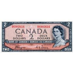 BANK OF CANADA.  $2.00.  1954 Issue.  BC-30a.  'Devil's Face' Issue.  Coyne-Towers.  No. B/B6902616.