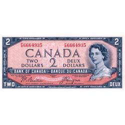 BANK OF CANADA.  $2.00.  1954 Issue.  BC-30b.  'Devil's Face'.  Beattie-Coyne.  No. F/B6664935.  PCG