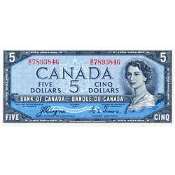 BANK OF CANADA.  $5.00.  1954 Issue.  BC-31a.  'Devil's Face'.  Coyne-Towers.  No. B/C7893846.  PMG 