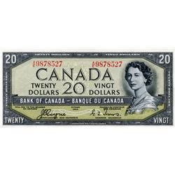 BANK OF CANADA.  $10.00.  1954 Issue.  BC-32a.  'Devil's Face'.  Coyne-Towers. No. A/E9878527.  Unc.