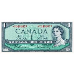 BANK OF CANADA.  $1.00.  1954 Issue.  BC-37bA.  Modified.  No. *D/O0483677.  PCGS graded Unc-64.