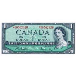 BANK OF CANADA.  $1.00.  1954 Issue.  BC-37bA.  Modified.  No. *D/O0502326.  PCGS graded CH AU-58.