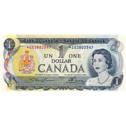 BANK OF CANADA.  $1.00.  1973 Issue.  Lawson-Bouey.  BC-46aA.  No. *GU2802547.  PCGS graded CH AU-58