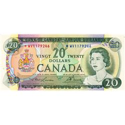 BANK OF CANADA.  $20.00.  1969 Issue.  BC-50aA.  No. *WV1179246.  PCGS graded AU-53. PPQ.