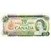 Image 1 : BANK OF CANADA.  $20.00.  1969 Issue.  BC-50bA.  No. *WV1240545.  CCCS graded Extra Fine-45. 'pin ho