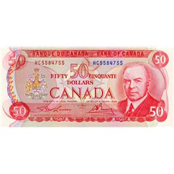 BANK OF CANADA.  $50.00.  1975 Issue.  BC-51a.  Lawson-Bouey.  No. HC5584755.  Choice Unc-63.