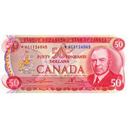 BANK OF CANADA.  $50.00.  1975 Issue.  BC-51aA.  No. *HC1126045.  PCGS graded Choice Unc-64. PPQ.