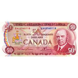 BANK OF CANADA.  $50.00.  1975 Issue.  BC-51aA-i.  No. ENX0360118.  PCGS graded Extra Fine-45.  Anot