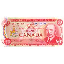 BANK OF CANADA.  $50.00.  1975 Issue.  BC-51a-i.  Lawson-Bouey.  No. EHE1103229 & EHF0605711.  Both 