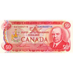 BANK OF CANADA.  $50.00.  1975 Issue.  BC-51a-i.  Lawson-Bouey.  No. EHF0605714.  CCCS graded Choice