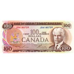 BANK OF CANADA.  $100.00.  1975 Issue.  BC-52a.  Lawson-Bouey.  No. JB6180739.  CCCS graded Choice U