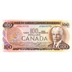 BANK OF CANADA.  $100.00.  1975 Issue.  BC-52a.  Lawson-Bouey.  No. JC3419773.  CCCS graded Choice U