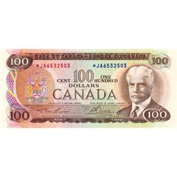 BANK OF CANADA.  $100.00.  1975 Issue.  BC-52aA.  No. *JA6532503.  PCGS graded Very Fine-35.
