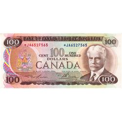 BANK OF CANADA.  $100.00.  1975 Issue.  BC-52aA.  Lawson-Bouey.  No.*JA6527565.  PCGS graded Very Fi