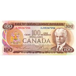 BANK OF CANADA.  $100.00.  1975 Issue.  BC-52a-i.  Lawson-Bouey.  No. AJB5267246 & AJB5267247.  Both