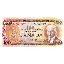 BANK OF CANADA.  $100.00.  1975 Issue.  BC-52a-i.  Lawson-Bouey.  No. AJB5267249.  CCCS graded Choic