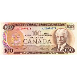 BANK OF CANADA.  $100.00.  1975 Issue.  BC-52aA-i.  Lawson-Bouey.  No. AJX0079376.  PCGS graded Very