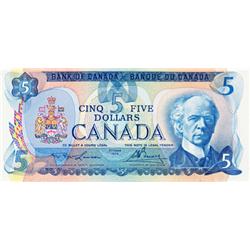 BANK OF CANADA.  $5.00.  1979 Issue.  BC-53aA.  No. 31001631761.  PMG graded Gem Unc-65. EPQ.