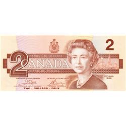 BANK OF CANADA.  $2.00.  1986 Issue.  BC-55a.  Crow-Bouey.  No. AUH4174003.  CCCS graded Gem Unc.-66
