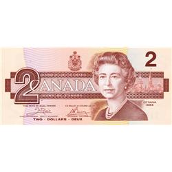 BANK OF CANADA.  $2.00.  1986 Issue.  BC-55aA.  Crow-Bouey.  No. ARX1091295.  PCGS graded Gem Unc-66