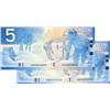 Image 1 : BANK OF CANADA.  $5.00.  2005 Issue.  BC-62b.  No. HOK8808808;  $5.00.  2005 Issue.  BC-62b.  No. HO