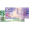 Image 1 : BANK OF CANADA.  $10.00.  2005 Issue.  BC-68b.  No. BTH0808808;  $20.00.  2004 Issue.  BC-64a-i.  No