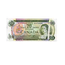 BANK OF CANADA.  $20.00.  1969 Issue.  BC-50b.  No. WL6760235.  PMG graded Very Fine-25.  Gutter fol