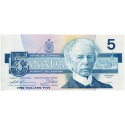 BANK OF CANADA.  $5.00.  1986 Issue.  BC-56b.  No. FOR3403997.  PMG graded Very Fine-30. Net.  Fold 