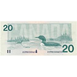 BANK OF CANADA.  $20.00.  1991 Issues.  BC-58b.  No. AVM8544655.  PMG graded Very Fine-25.  S/N Misa