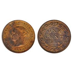 ONE CENT.  1884.  Mint State-62. Red and Brown.  70% luster.