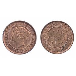 1858.  ICCS Mint State-63. Red.  80% red luster.  Lacquered lightly to preserve the luster.