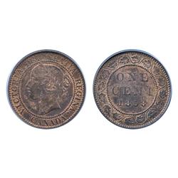 1858.  PCGS graded Mint State-64. Red-Brown.