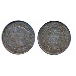 1859. Double-Punched, Narrow 9#2.  NGC graded Very Fine-25. Brown;  1896. Far 6 variety.  ICCS Very 